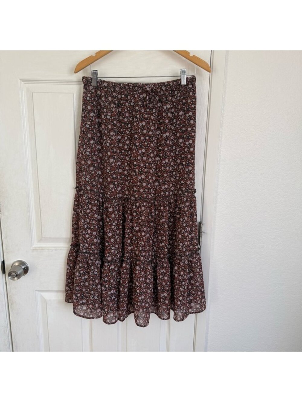 Floral Brown Tiered Skirt